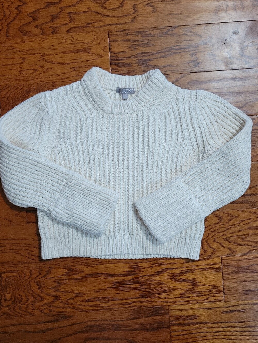 J. Crew Cream Chunky Ribbed Crewneck Sweater XS